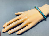 Sturdy Signed Domed Turquoise Vintage Native American Navajo Sterling Silver Bracelet-Nativo Arts