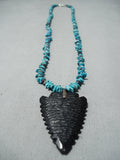 Awesome Vintage Native American Navajo Turquoise Arrowhead Sterling Silver Necklace-Nativo Arts