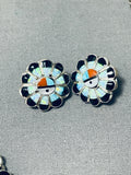 Authentic Vintage Native American Zuni Turquoise Sterling Silver Sunface Necklace Earring Set-Nativo Arts