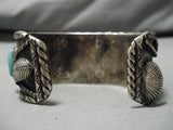 Important Vintage Native American Navajo Art Acoya Turquoise Sterling Silver Bracelet Old-Nativo Arts