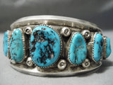 Native American Heavy Thick Sterling Silver Shell Bead Turquoise Bracelet Old Pawn-Nativo Arts