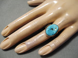 Marvelous Vintage Native American Navajo Sleeping Beauty Turquoise Sterling Silver Ring-Nativo Arts