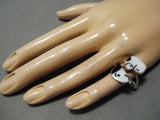 Impressive Vintage Zuni Native American Sitting Puppies Sterling Silver Ring-Nativo Arts