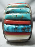 Bobby Begay 1975 Vintage Native American Navajo Turquoise Sterling Silver Inlay Bracelet Old-Nativo Arts