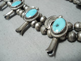 Stunning Vintage Native American Zuni Kingman Turquoise Sterling Silver Squash Necklace-Nativo Arts