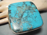 Museum Square Vintage Native American Navajo Huge Turquoise Sterling Silver Bracelet-Nativo Arts