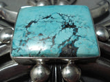 One Of The Best Vintage Native American Navajo Orville Tsinnie Turquoise Sterling Silver Buckle-Nativo Arts