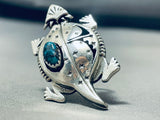 Gasp! Completely Handmade Native American Navajo Turquoise Sterling Silver Toad Ring-Nativo Arts