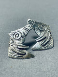 Unique Important Hand Stamped Native American Navajo Sterling Silver Horse Earrings-Nativo Arts