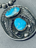 One Of The Best Vintage Native American Navajo Tubule Turquoise Sterling Silver Necklace Old-Nativo Arts
