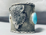 180 Gram Buffalo Native American Turquoise Sterling Silver Bracelet-Nativo Arts