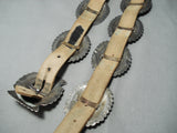 Old And Detailed!! Vintage Native American Navajo Repoussed Sterling Silver Concho Belt-Nativo Arts