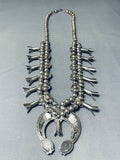 Rare Gilber Turquoise Vintage Native American Navajo Sterling Silver Squash Blossom Necklace-Nativo Arts