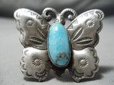 Big Butterfly!! Navajo Native American Sterling Silver Turquoise Ring-Nativo Arts
