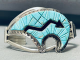 Signed Vintage Native American Navajo Turquoise Brownbear Sterling Silver Bracelet-Nativo Arts