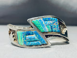 Important Vintage Native American Navajo Opal Sterling Silver Geomtric Bracelet-Nativo Arts