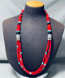 Singer Coral Native American Navajo Turquoise Sterling Silver Tube Necklace-Nativo Arts