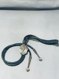 Impressive Vintage Native American Navajo Handcarved Sterling Silver Bolo-Nativo Arts