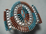 One Of The Best Native American Zuni Turquoise Coral Sterling Silver Bracelet-Nativo Arts
