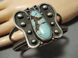Stunning Vintage Native American Navajo Butterfly Turquoise Sterling Silver Bracelet Old-Nativo Arts