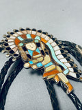 Museum Vintage Native American Zuni Blue Gem Turquoise Sterling Silver Bolo-Nativo Arts