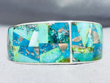 Native American Rare Aqua Turquoise Southwestern Thick Sterling Silver Bracelet Cuff-Nativo Arts