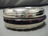 One Of The Best Vintage Native American Navajo Sugulite Inlay Sterling Silver Bracelet-Nativo Arts