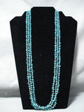 Fabulous Vintage Navajo Old Kingman Turquoise Heishi Necklace Native American-Nativo Arts