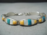Vibrant Vintage Navajo Turquoise Sterling Silver Bracelet Native American Old-Nativo Arts