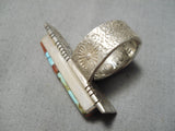 Museum Vintage Native American Navajo Turquoise Inlay Sterling Silver Ring-Nativo Arts