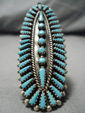 Magnificent Vintage Zuni Native American Blue Gem Turquoise Sterling Silver Ring-Nativo Arts