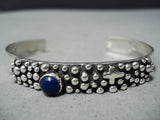 Detailed Douglas Native American Navajo Lapis Sterling Silver Cross Bracelet-Nativo Arts