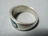 Christian Cross Vintage Native American Navajo Turquoise Sterling Silver Fish Ring Old-Nativo Arts