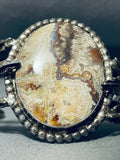 One Of The Most Unique Vintage Native American Navajo Sand Agate Sterling Silver Leaf Bracelet-Nativo Arts