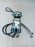 Very Important Shalako Vintage Native American Zuni Turquoise Sterling Silver Bolo Tie-Nativo Arts