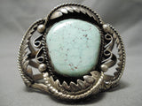 Huge Dry Lake Bed Carico Lake Turquoise Vintage Native American Navajo Sterling Silver Bracelet-Nativo Arts