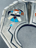 Native American The Best Massive Vintage Zuni Turquoise Inlay Sterling Silver Naja Necklace-Nativo Arts
