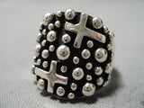 Detailed Crosses Native American Navajo Sterling Silver Christian Ring-Nativo Arts