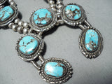 Women's Vintage Native American Navajo Morenci Turquoise Sterling Silver Squash Blossom Necklace-Nativo Arts