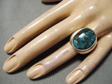 Astounding Vintage Native American Navajo Red Mountain Turquoise Sterling Silver Ring Old-Nativo Arts