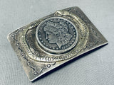 Heavy Vintage Native American Navajo Sterling Silver Coin Buckle Old-Nativo Arts