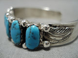 Superior Vintage Zuni Native American Blue Gm Turquoise Sterling Silver Bracelet-Nativo Arts