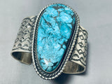 160 Gram Native American Navajo Blue Diamond Turquoise Sterling Silver Bracelet-Nativo Arts