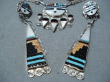 Striking Vintage Native American Zuni Turquoise Sterling Silver Necklace & Earring Set-Nativo Arts