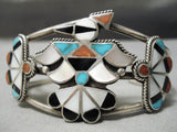 Museum Vintge Zuni Native American Navajo Turquoise Coral Sterling Silver Bird Bracelet-Nativo Arts