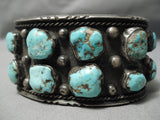 Huge And Heavy!! Vintage Native American Navajo Spiderweb Turquoise Sterling Silver Bracelet Old-Nativo Arts