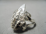 Detailed Toad Navajo Sterling Silv Er Toad Ring Native American-Nativo Arts