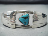 Exquisite Vintage Native American Navajo Blue Diamond Turquoise Sterling Silver Bracelet Old-Nativo Arts