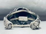 Massive San Felipe Signed Sterling Silver Buffalo Leaves Bracelet-Nativo Arts