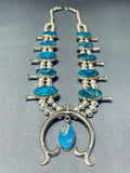 Rare Gilbert Turquoise Vintage Native American Navajo Sterling Silver Squash Blossom Necklace-Nativo Arts